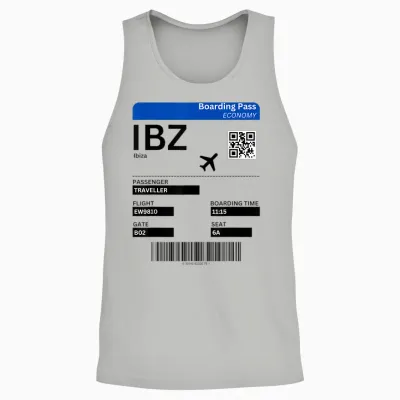 Boarding Pass Ibiza Ibz Flight Ticket Ibiza T-Shirt, Gray Unisex Tank Top - Ash
