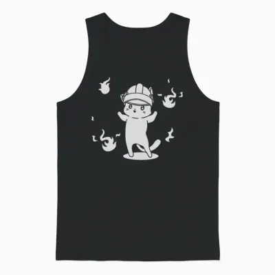 Cute Funny Cat Unisex Tank Top - Black