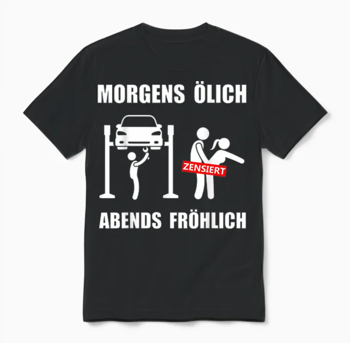 Herren Kfz Mechatroniker Lustige Mechaniker Sprüche ölich Fröhlich Unisex T-Shirt in Black