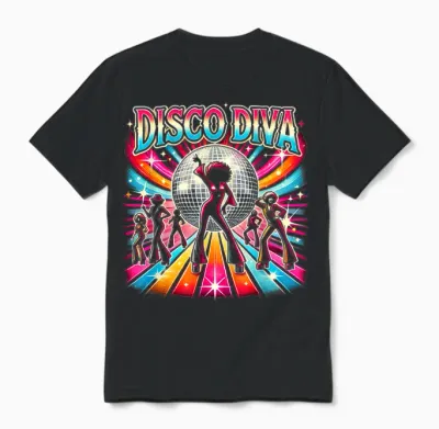 Ball Disco Diva Queen, 70s Retro Vintage Dancing T-Shirt, Black, S Unisex T-Shirt - Black