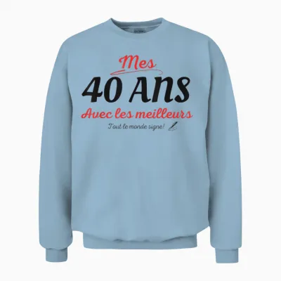 To Sign 40 Years Anniversary Gift Anniv 40 Years Signature T-Shirt, White, S Unisex Sweatshirt - Light Blue