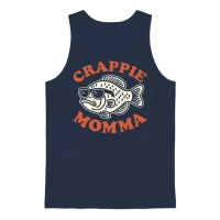 Crappie Momma Retro Fishing Unisex Tank Top - Navy – 1