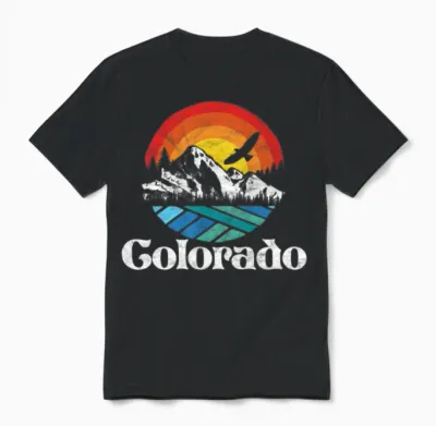 Retro Colorado Mountains Distressed Unisex T-Shirt - Black
