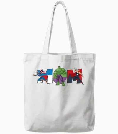 Marvel Avengers Team Mom Mother’s Day Family Trip Birthday Tote Bags - White