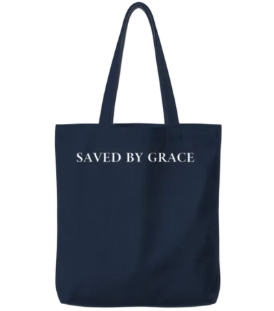 Saved by Grace Tote Bags - Navy