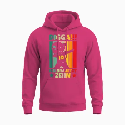 Digga!!! Ich Bin Jetzt Zehn 10th Birthday Boy T-Shirt, Black, S Unisex Hoodie - Heliconia