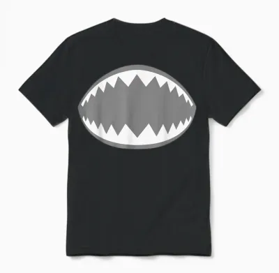 Shark Jaw Shirt Adult Kids Men Women Shark Mouth Costume Unisex T-Shirt - Black