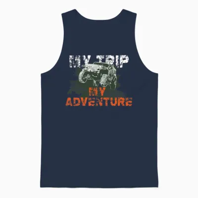 My Trip My Adventure Jeep 4x4 Offroad Unisex Tank Top - Navy