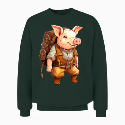 Hiking Piggy / Mountaineering Piggy Unisex Sweatshirt - Forest