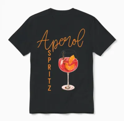 Orange Spritz Watercolour Drink Summer Cocktail Gift T-Shirt, Black, S Unisex T-Shirt - Black