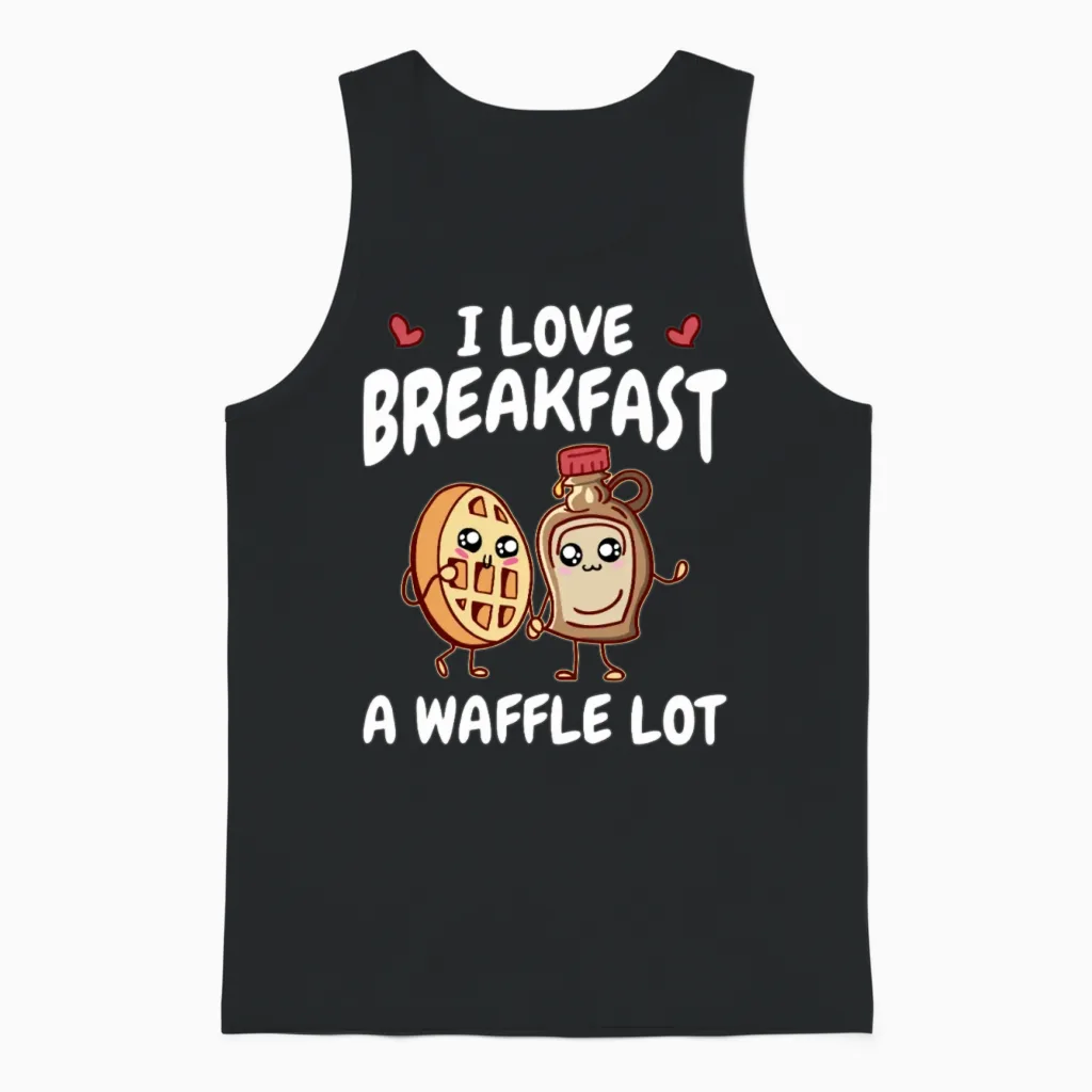 Breakfast Waffles - Waffle and Syrup Lover Unisex Tank Top in Black