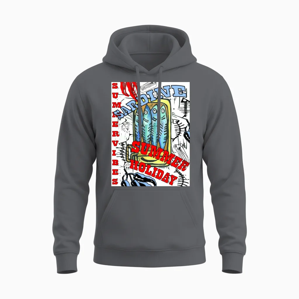 Sardines Summer Wallpaper - & Beach Unisex Hoodie in Charcoal