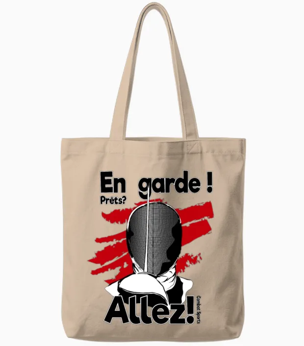 Fencing En Garde! Prêts? Allez! Tote Bags in Natural