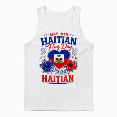 Happy Haitian Flag Day Proud Haiti Unisex Tank Top - White