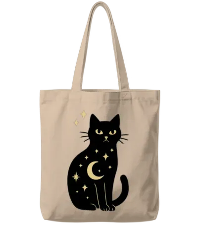 Mystic Black Cat Tote Bags - Natural