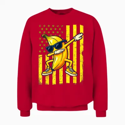 Graphic Banana Retro American Flag Dabbing Banana Lover Unisex Sweatshirt - Red