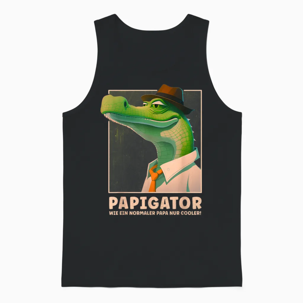 Papigator Cool Lustig Bester Vater Vatertag Super Papa Unisex Tank Top in Black