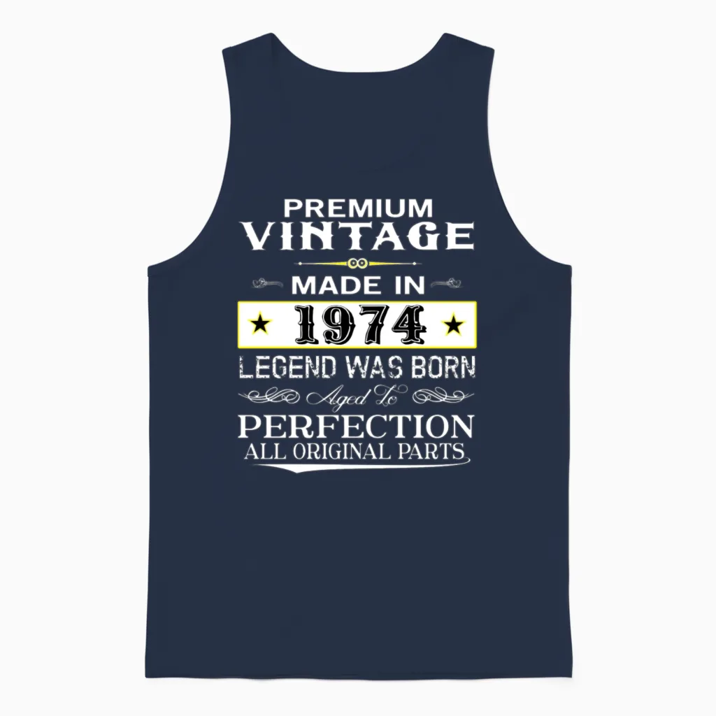 Premium Vintage 1974 Unisex Tank Top in Navy