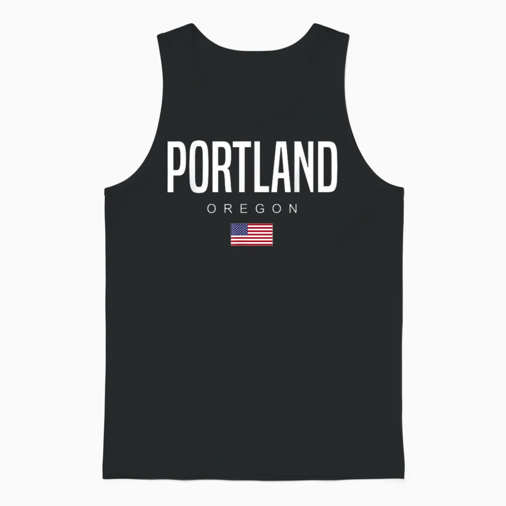 Portland, Oregon Unisex Tank Top in Black