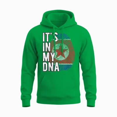 Funny It's in My Dna North Korea Flag Fingerprint T-Shirt, Black, S Unisex Hoodie - Irish Green