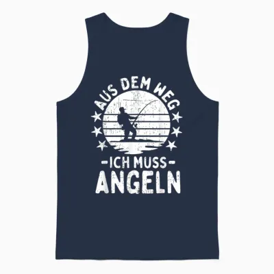 Angler Fisherman Saying Funny Men Boys Fishing T-Shirt, Green Unisex Tank Top - Navy