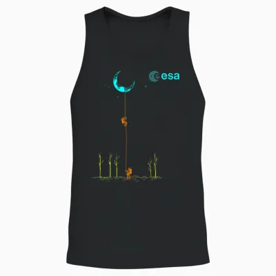 Esa Astronauten Seilklettern Zum Mond Unisex Tank Top - Black