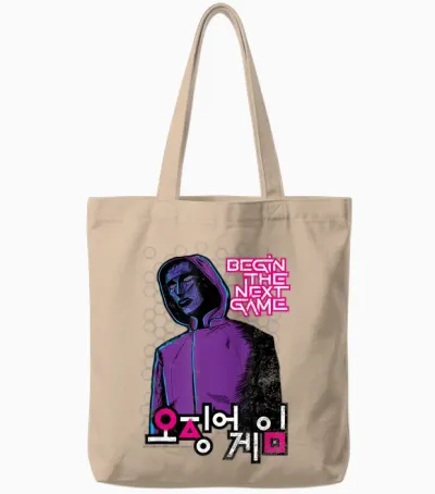 Squid Game Front Man Begin the Next Game Light Print Tote Bags - Natural