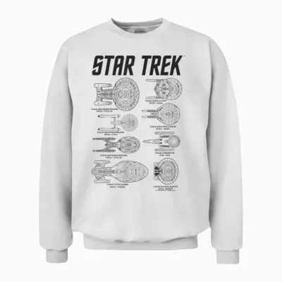 Star Trek Spaceships of Starfleet Enterprise Textbook Unisex Sweatshirt - White