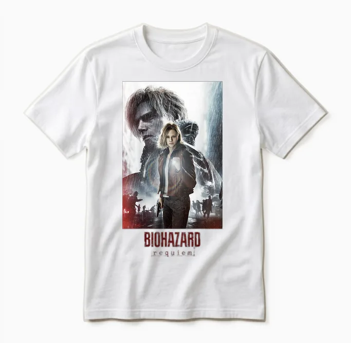 Resident Evil Requiem Leon & Grace Art Bp Unisex T-Shirt in White