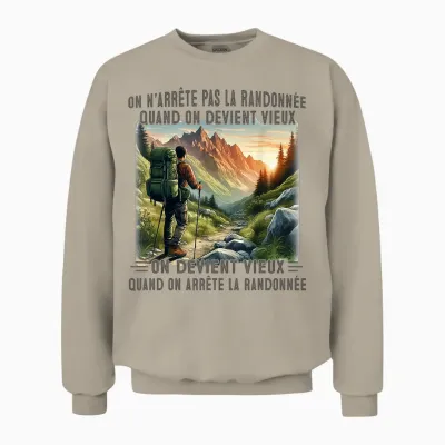 We Don't Stop Hiking When You Get Old T-Shirt, Black, S Unisex Sweatshirt - Sand