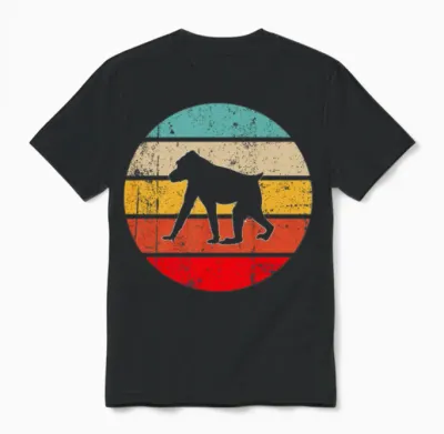Monkey Retro Unisex T-Shirt - Black