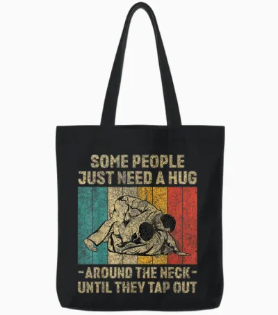 Some People Just Need a Hug Vintage Bjj Brazilian Jiu Jitsu Tote Bags - Black