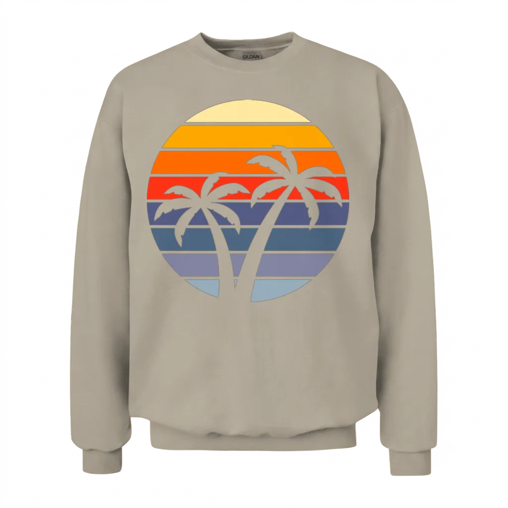 Sunset Palm Trees Retro. Unisex Sweatshirt - Sand