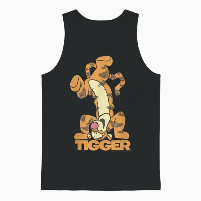 Disney Winnie the Pooh Tigger Upside Down Portrait T-Shirt Small Unisex Tank Top - Black