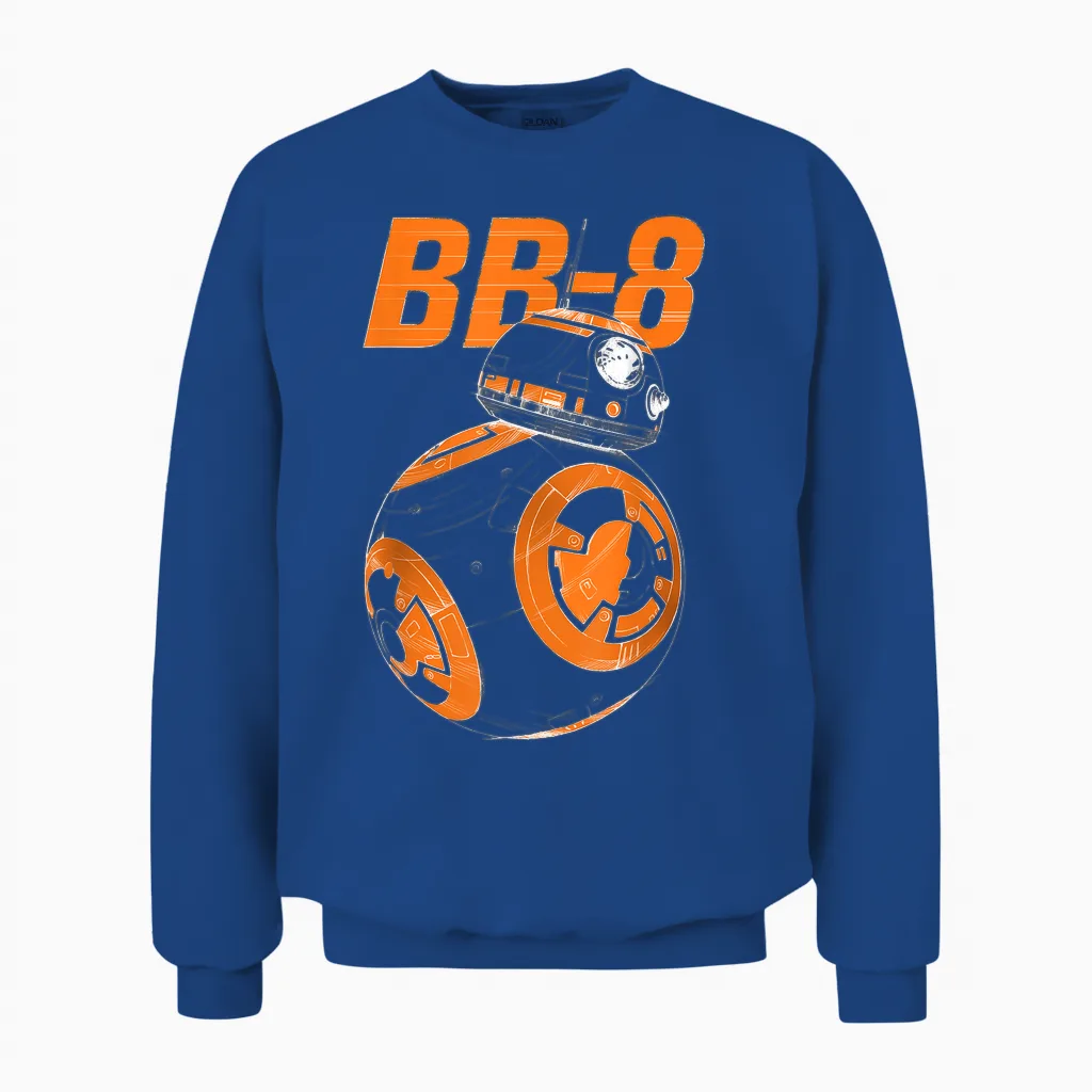 Star Wars Bb-8 Portrait Logo T-Shirt, White, S Unisex Sweatshirt in Royal