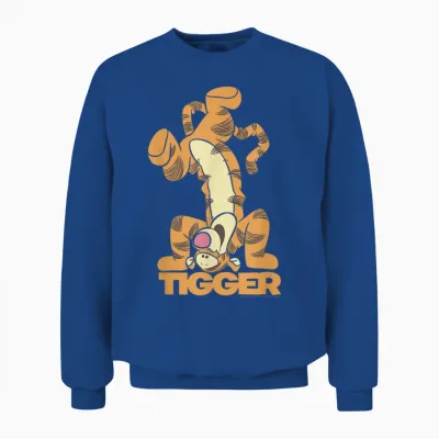 Disney Winnie the Pooh Tigger Upside Down Portrait T-Shirt Small Unisex Sweatshirt - Royal