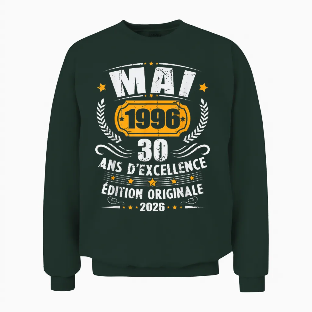 Vintage Mai 1996 Cadeau Anniversaire 30 Ans Hommes Femmes Unisex Sweatshirt in Forest