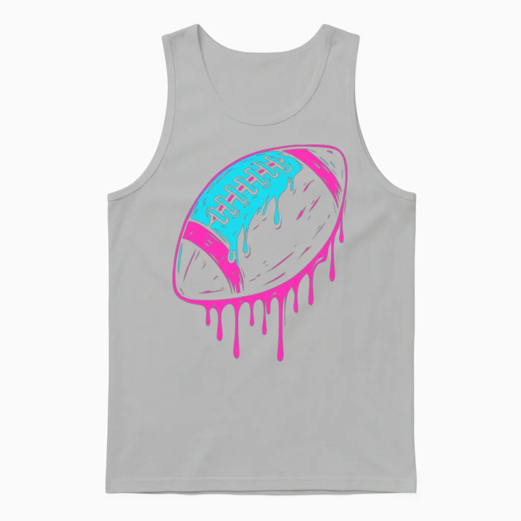 Dripping Pink & Blue Football Design Unisex Tank Top in Ash