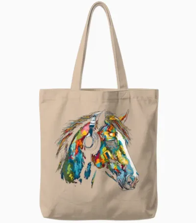 Horse Artwork Bunte Musik Tier Kopfhörer Pferd Tote Bags - Natural