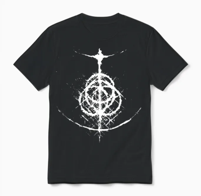 Elden Ring Logo Grunge Unisex T-Shirt in Black
