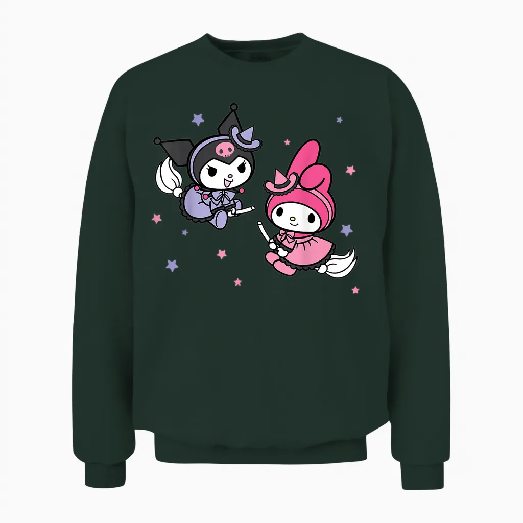 My Melody Kuromi Little Witches Halloween Unisex Sweatshirt in Forest