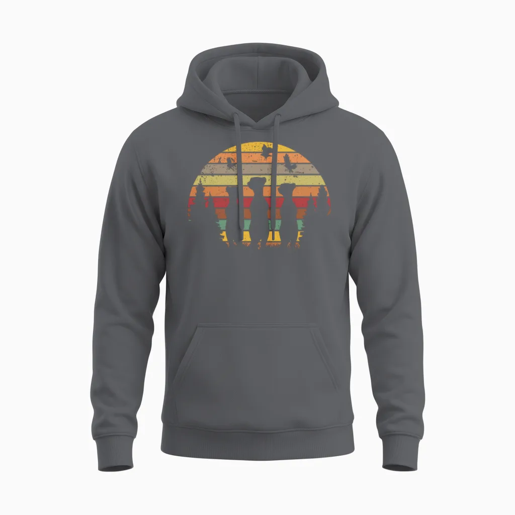 Meerkat Vintage Retro Unisex Hoodie - Charcoal