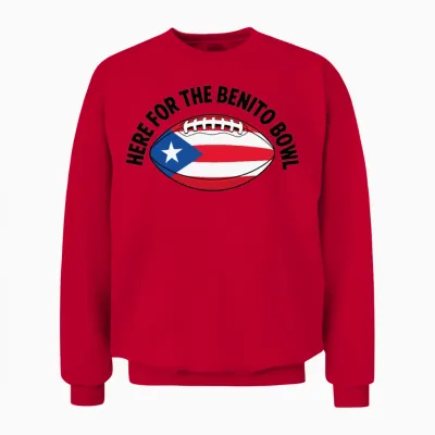 Here for the Benito,puerto Rico Flag Football Ball Unisex Sweatshirt - Red
