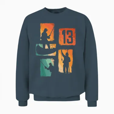 13. Geburtstag Jungs Retro Angler Angeln 13 Jahre Alt Unisex Sweatshirt - Dark Heather