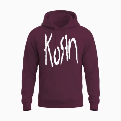 Korn Logo T-Shirt, Black, S Unisex Hoodie - Maroon