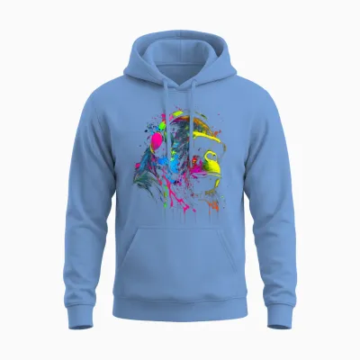 Monkey Dj with Headphones & Sunglasses Party Gorilla T-Shirt, Black Unisex Hoodie - Carolina Blue