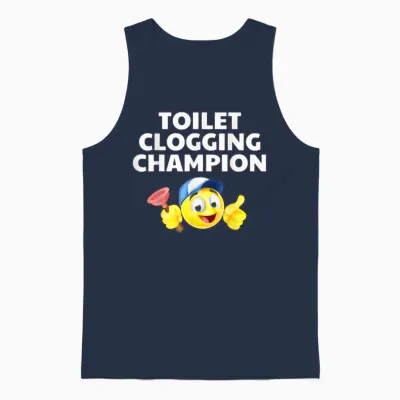 Toilet Clogging Champion Funny Meme Unisex Tank Top - Navy