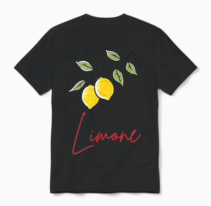 Limone Zitronen Design, Illustration Sommer Obst Motiv Unisex T-Shirt in Black
