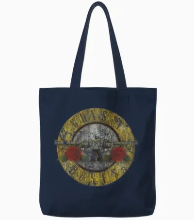 Official Guns N'roses 80s Rock Band Logo Tote Bags - Navy