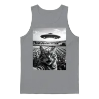 Ufo Cat : Cat's Out-Of-This-World Selfie Unisex Tank Top - Sport Grey – 1